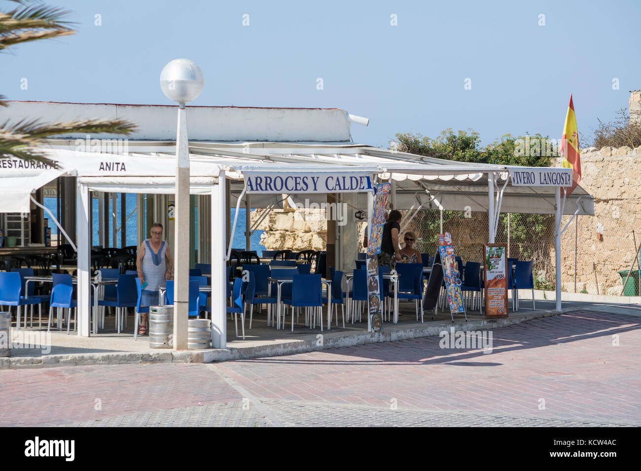 Restaurant sur l'île espagnole de Tabarca Banque D'Images