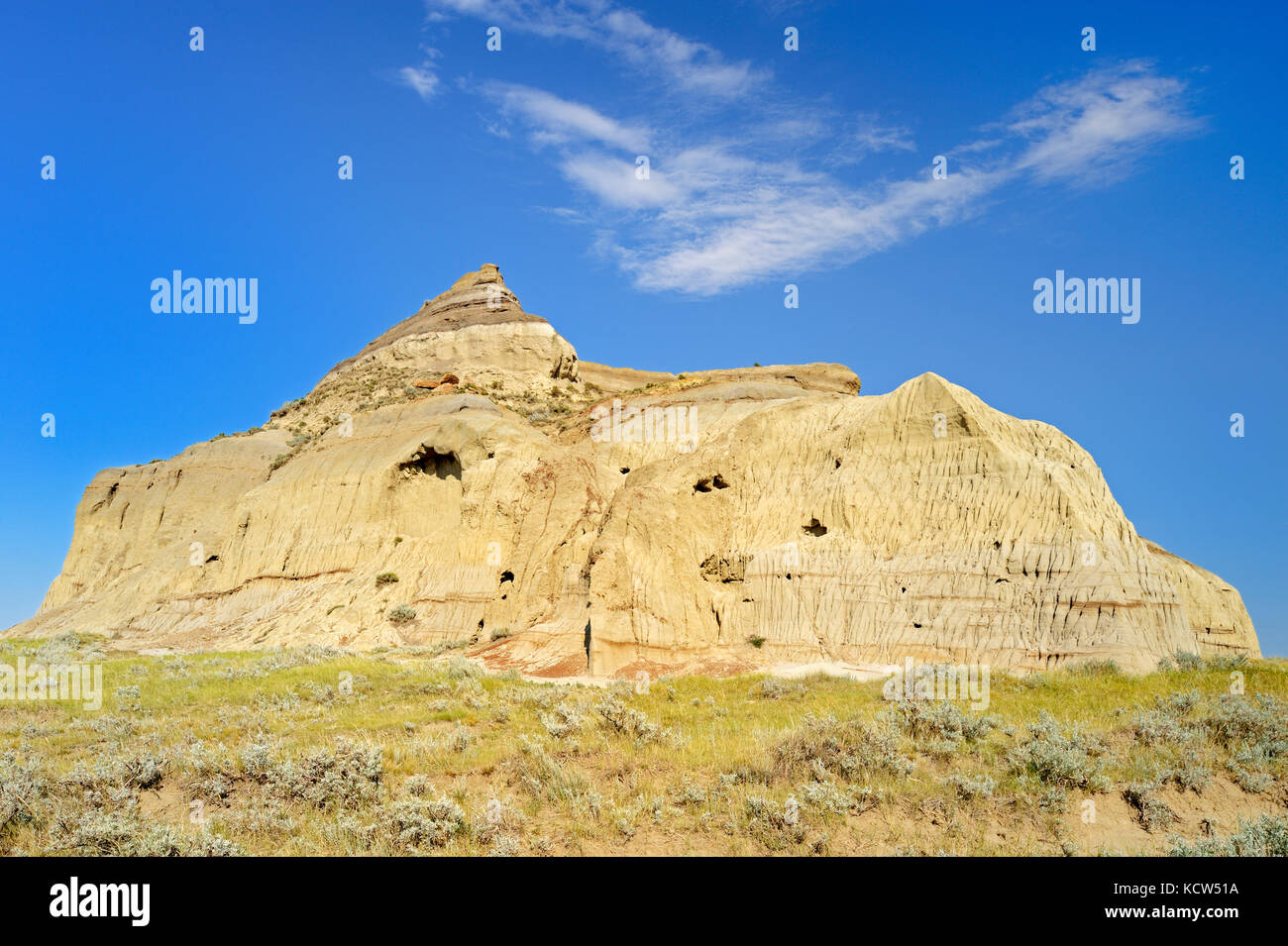 Castle butte dans les Big Muddy Badlands, Big Muddy Badlands, Saskatchewan, Canada Banque D'Images