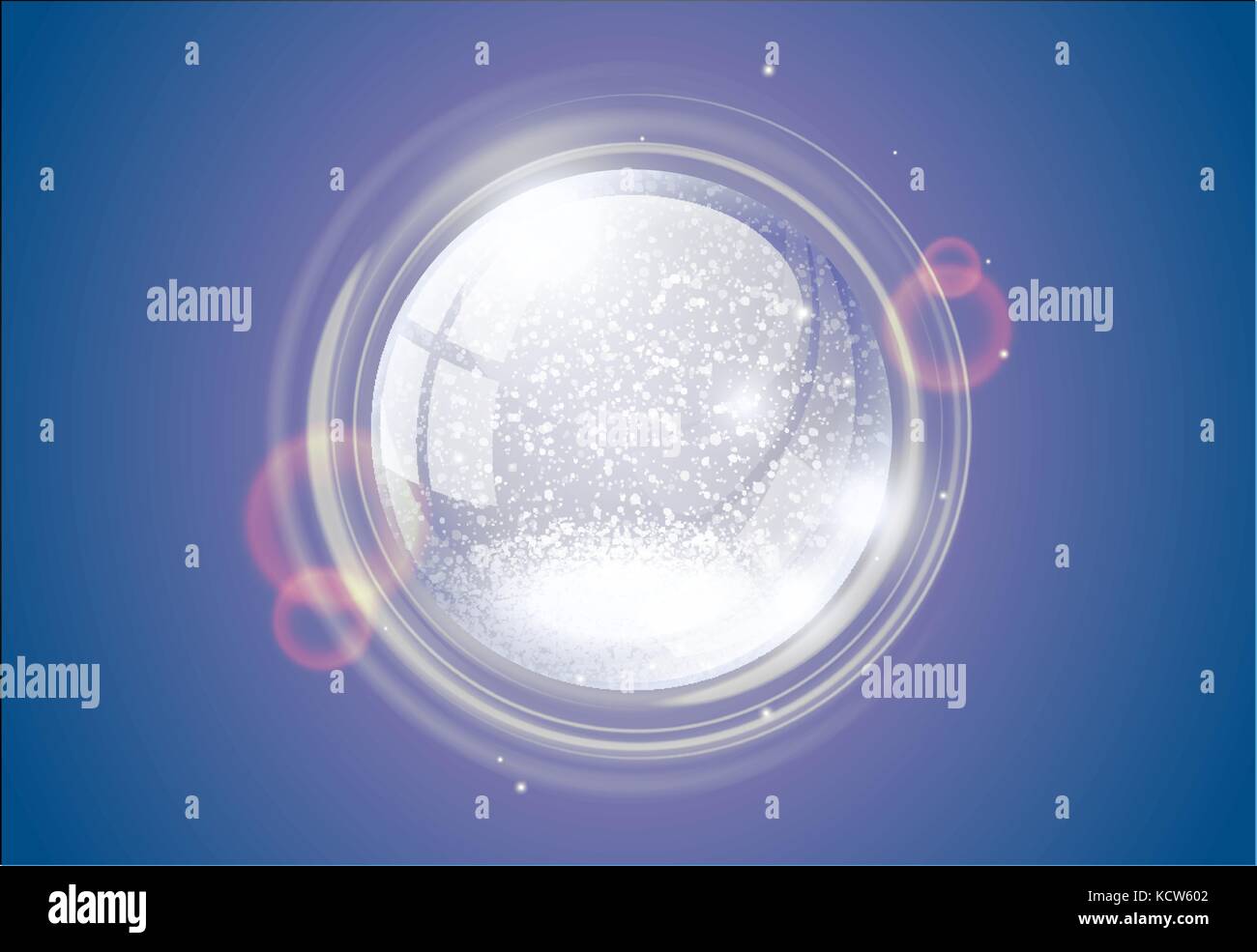 Snow globe vide magic ball Noël Noël violet rétro snowglobe. vector illustration. crystal dome snowflake et effet de lumière étincelante de la rotation. Illustration de Vecteur