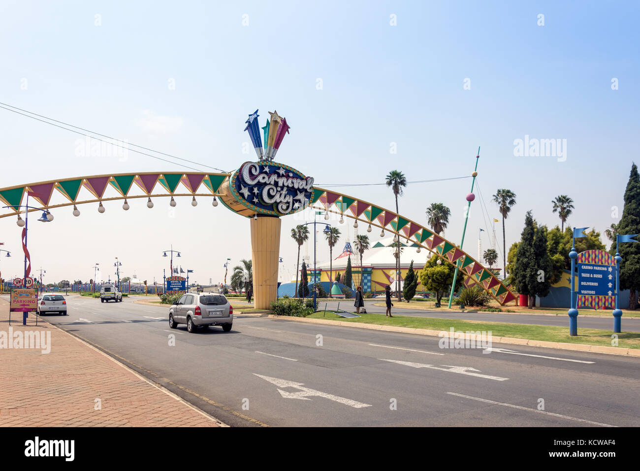 Entrée de Carnival City Casino & Entertainment World, Brakpan, East Rand, une plus grande Johannesberg, la Province de Gauteng, Afrique du Sud Banque D'Images