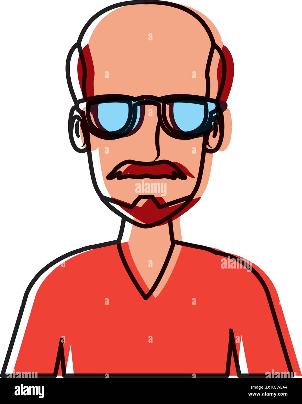 Face à l'Homme à lunettes cartoon Illustration de Vecteur