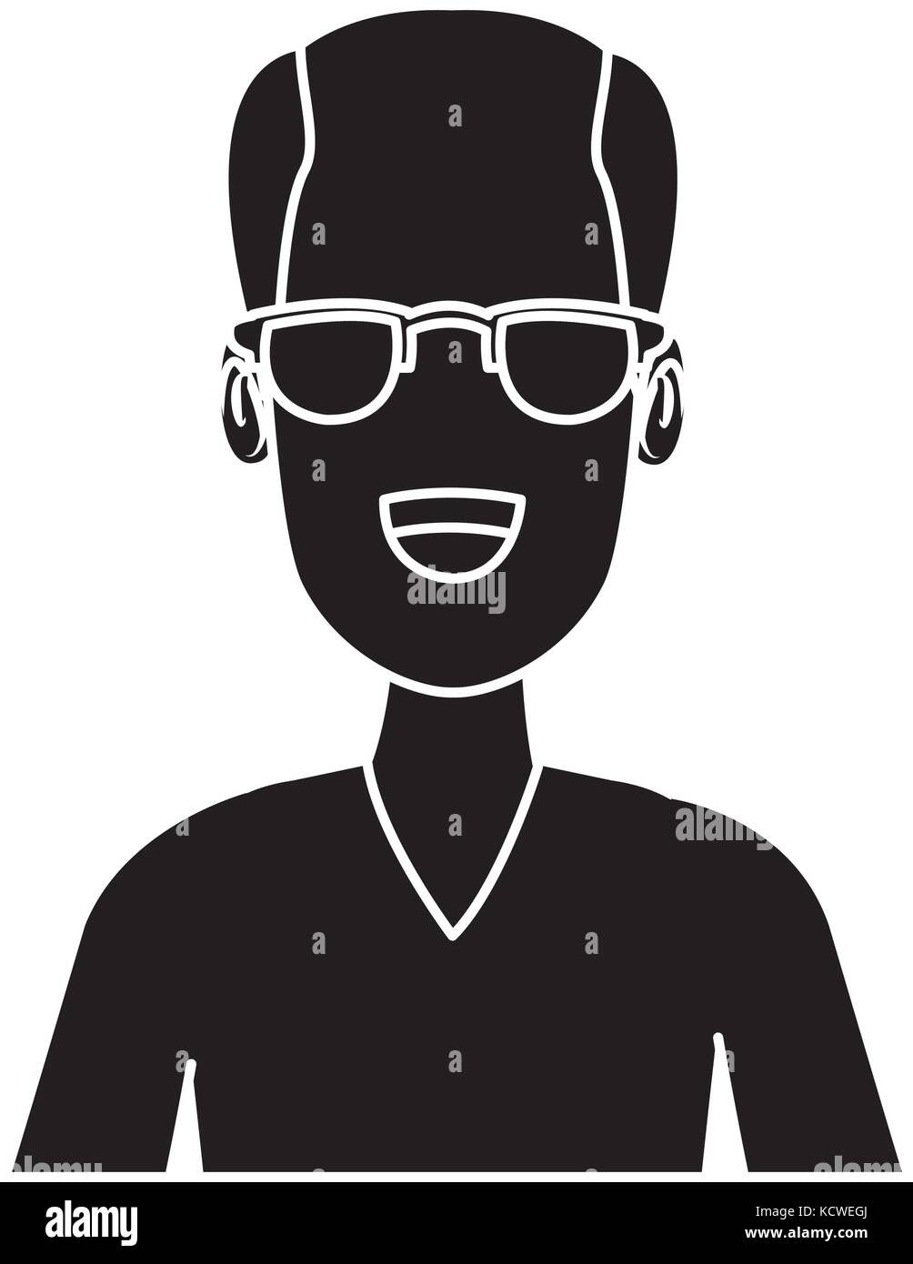Face à l'Homme à lunettes cartoon Illustration de Vecteur