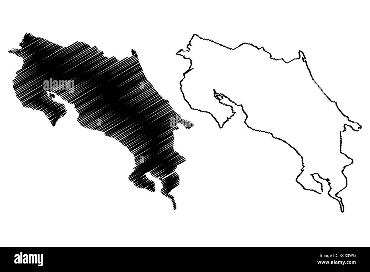 Costa rica map vector illustration gribouillage, croquis le costa rica Illustration de Vecteur