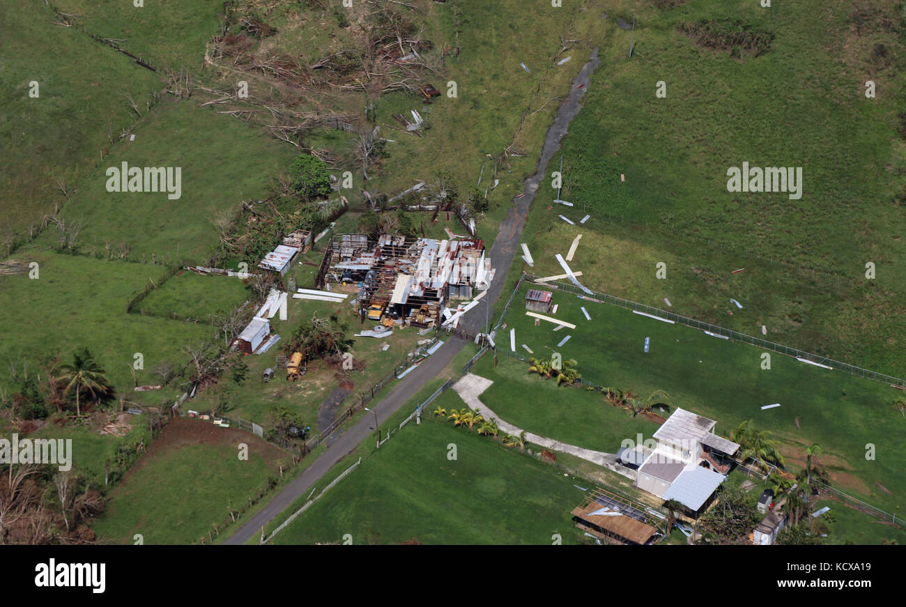 La dévastation de l'Ouragan Maria est vu de dessus d'une U.S. Customs and Border Protection des opérations aériennes et maritimes Banque D'Images