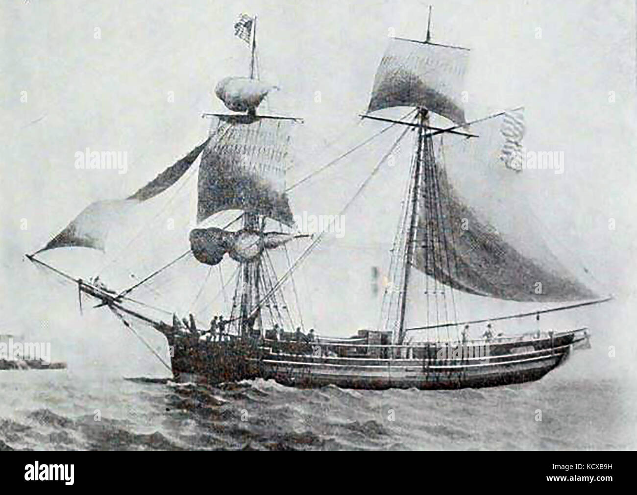 1806 139 la tonne-NOUS ALERTE Brigantine, construit à Amesbury - Premier maître était capitaine S Herrick. Banque D'Images