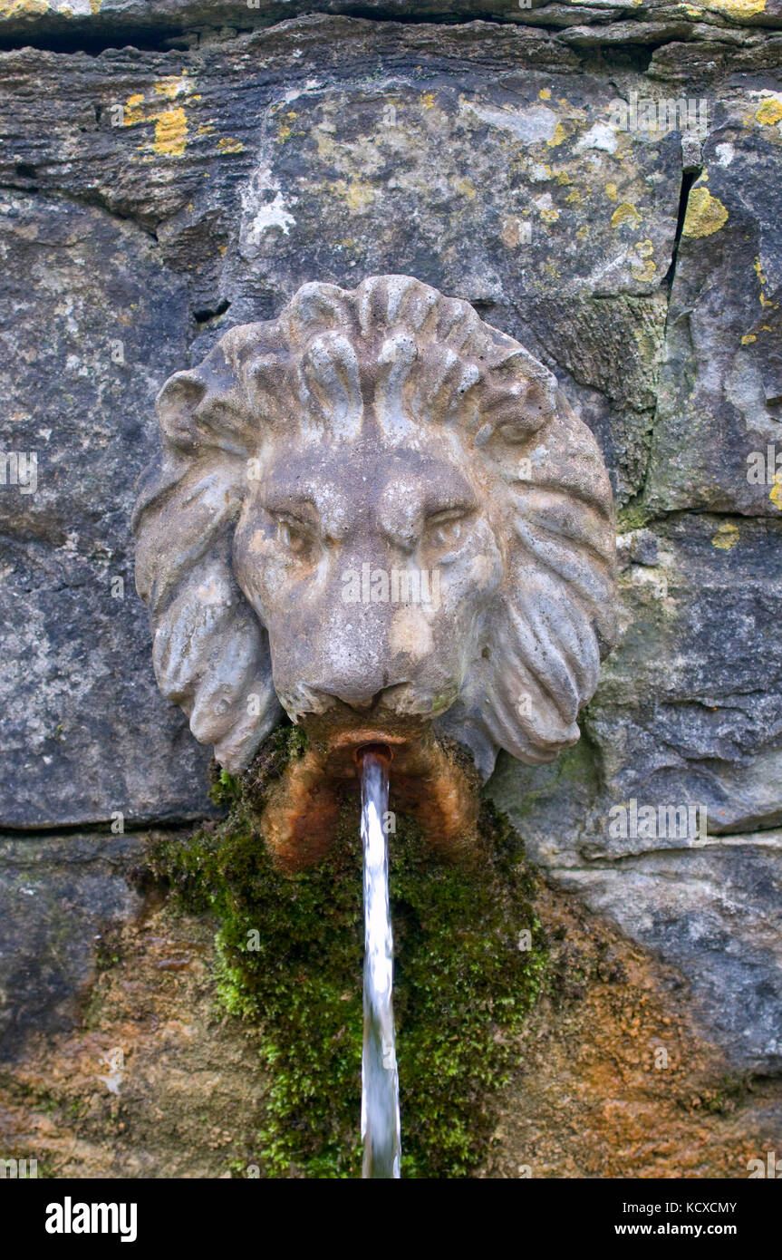 Tête de Lion jardins de Chalice Well Glastonbury Banque D'Images