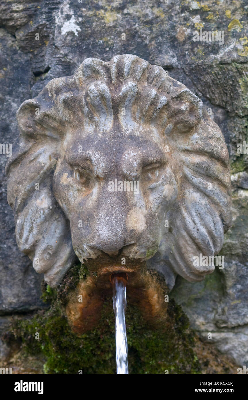 Tête de Lion jardins de Chalice Well Glastonbury Banque D'Images