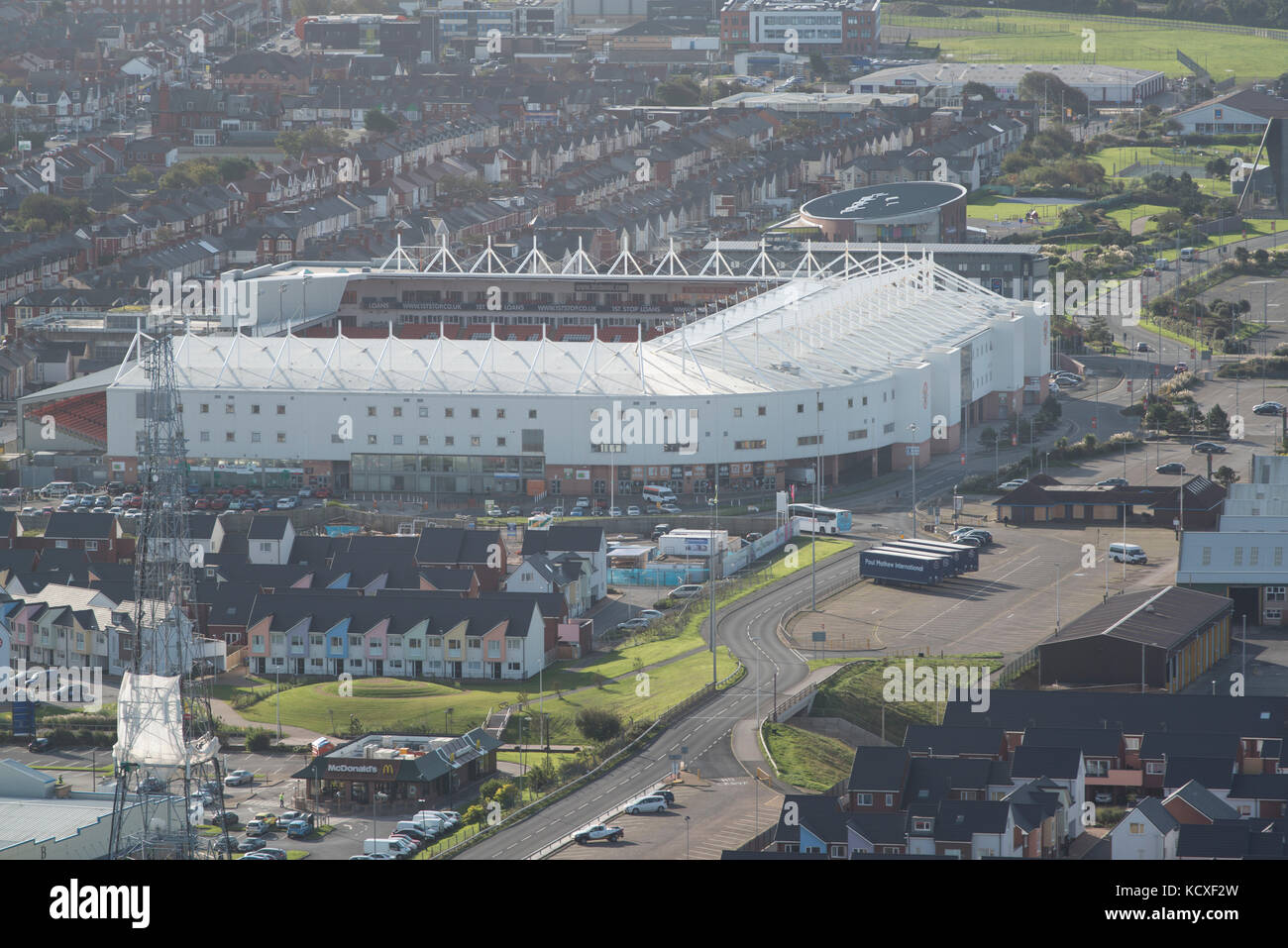 Le club de football de Blackpool, Bloomfield road, lancashire. crédit ; lee ramsden / alamy Banque D'Images