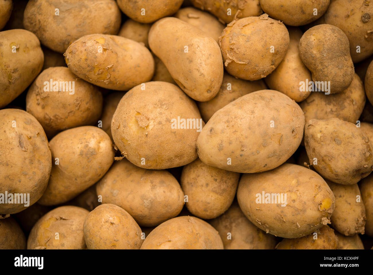 Des pommes de terre en vrac topshot Banque D'Images