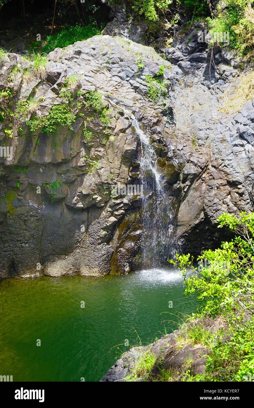 Une cascade vue du Pipiwai trail de Waimoku falls, Kipahulu Banque D'Images