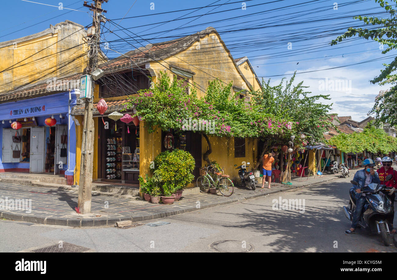 Hoi an, Vietnam - juin 2017 : maisons jaunes à Hoi an Vietnam Banque D'Images