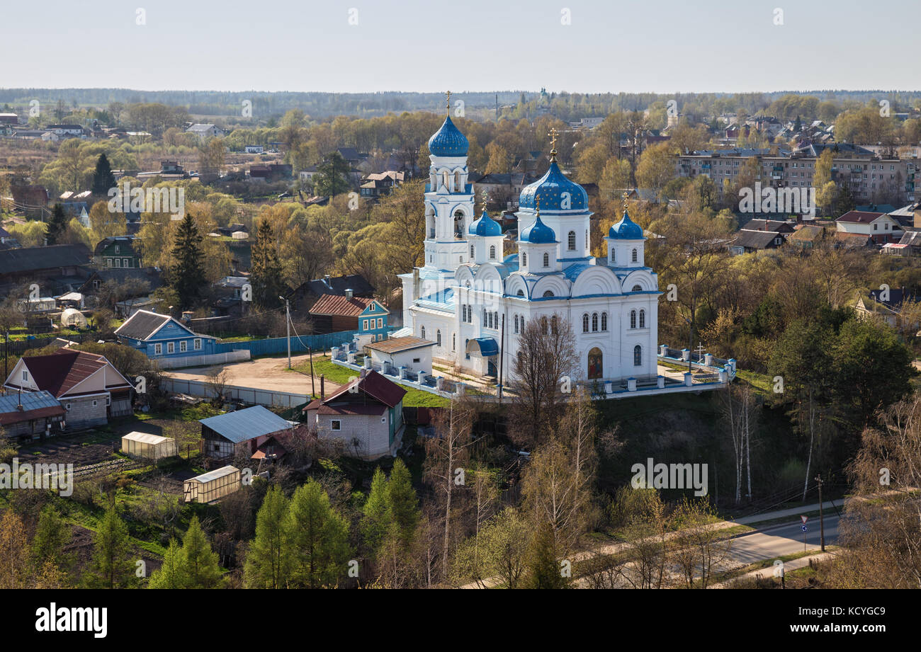 Vue de dessus de l'église de l'Archange Michel (Annonciation), Torjok, Russie Banque D'Images