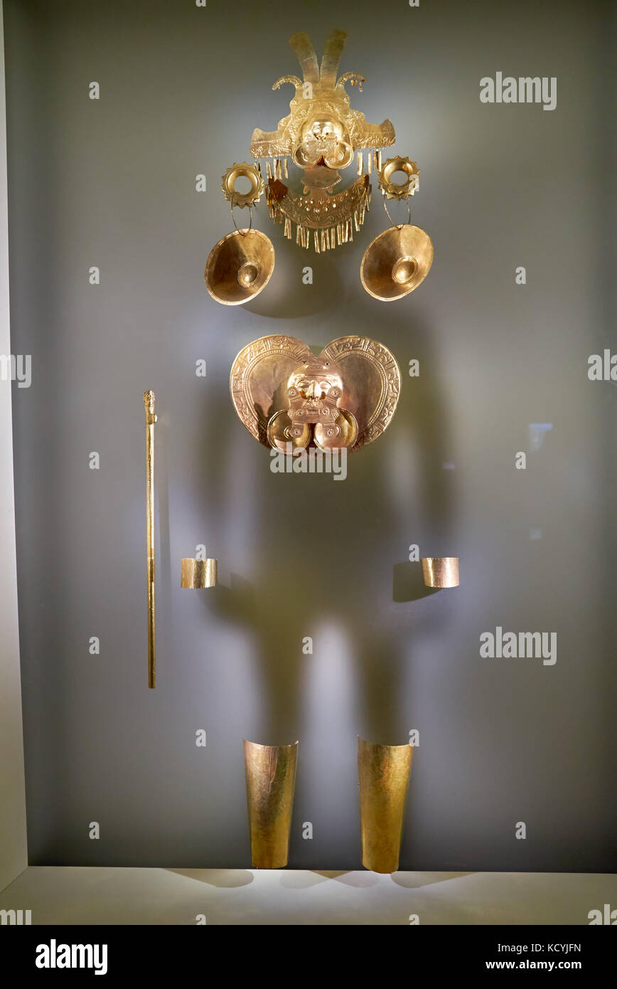 Pièces d'exposition dans le musée de l'or ou Museo del Oro, Bogota, Colombie, Amérique du Sud Banque D'Images