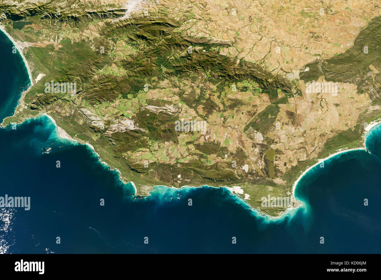 Image satellite de la Cap de Bonne Espérance dont cap Agulhas, Afrique ; Afrique du point southermost Banque D'Images