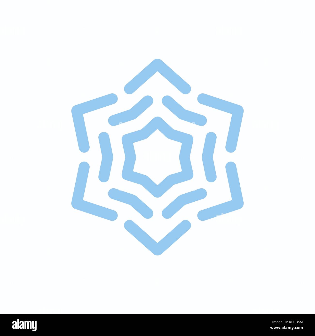 Flocon vecteur bleu sur blanc isolé Illustration de Vecteur