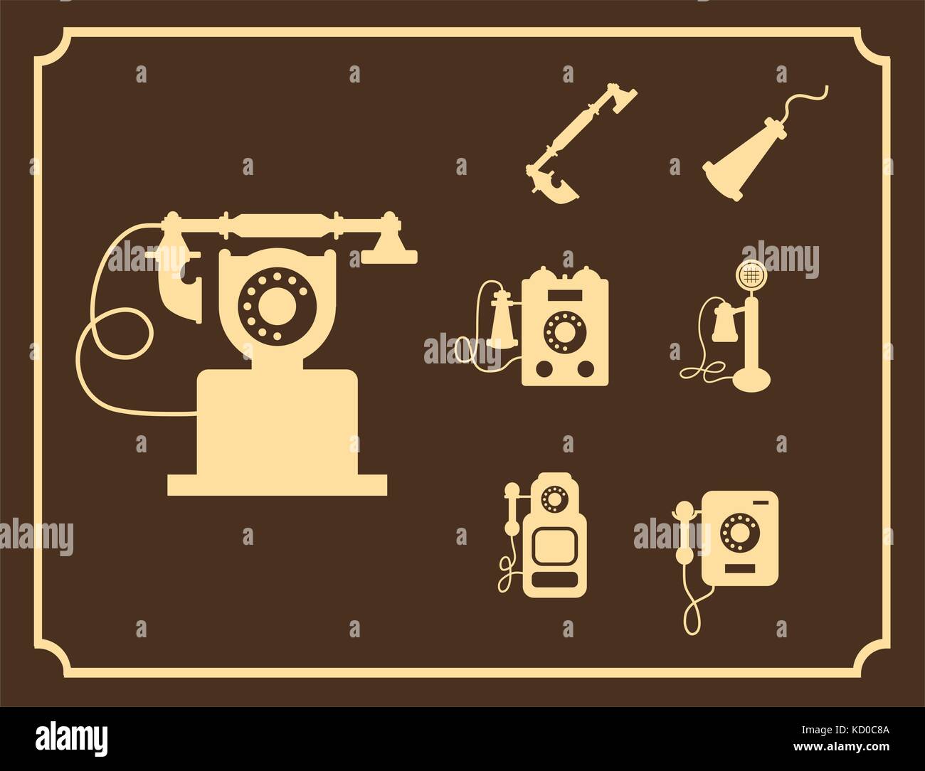 Vector retro phone icon set , vintage light icons Image Vectorielle ...