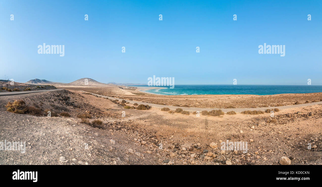 Vue panoramique sur Playa risco el paso, Fuerteventura, Îles Canaries, Espagne Banque D'Images