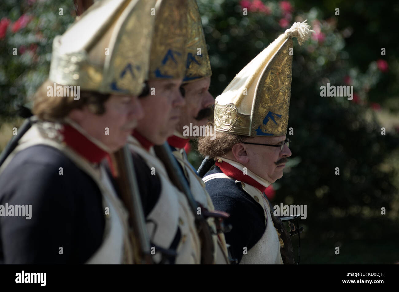 La guerre révolutionnaire de reconstitution historique prendre part à la bataille de Germantown annuel à la reconstitution de motifs Cliveden, dans le nord-ouest de Philadelphie, PA Banque D'Images