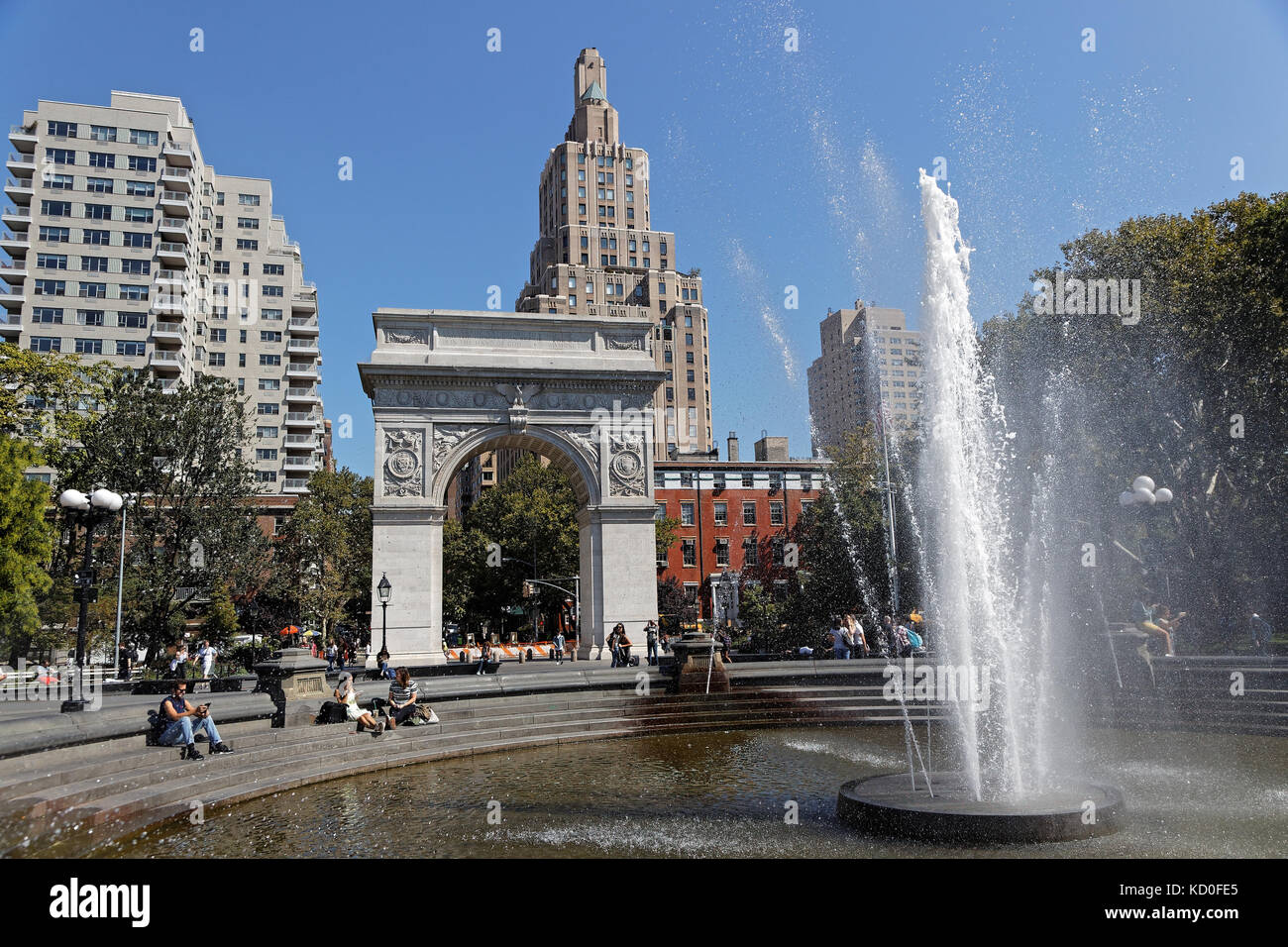 NEW YORK CITY, USA, 13 Septembre 2017 : Washington Square Park dans le quartier de Greenwich Village de Manhattan. L'un des plus connus de nouveau Banque D'Images