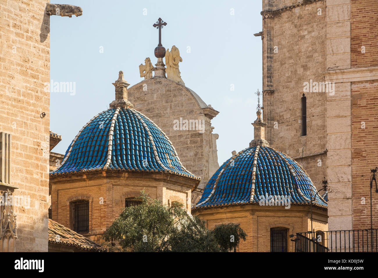 Dômes bleus sur la cathédrale de Valence, Valence, Espagne, Europe Banque D'Images