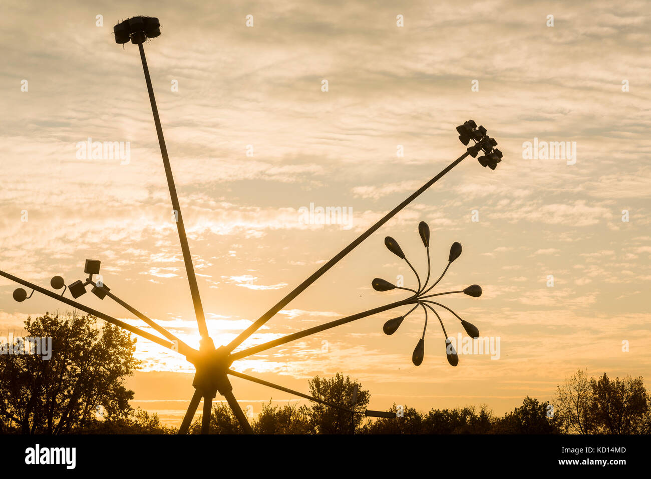 Éclairage sculptural, St Patricks Island, Calgary, Alberta, Canada. Banque D'Images