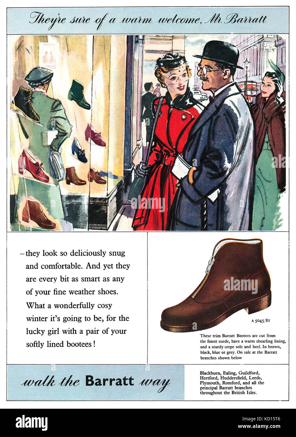1953 La publicité pour Barratt Shoes. Banque D'Images