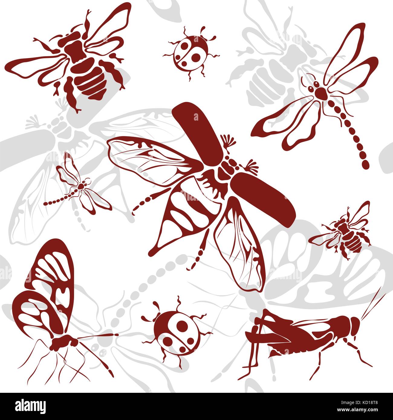 Seamless background insectes Illustration de Vecteur