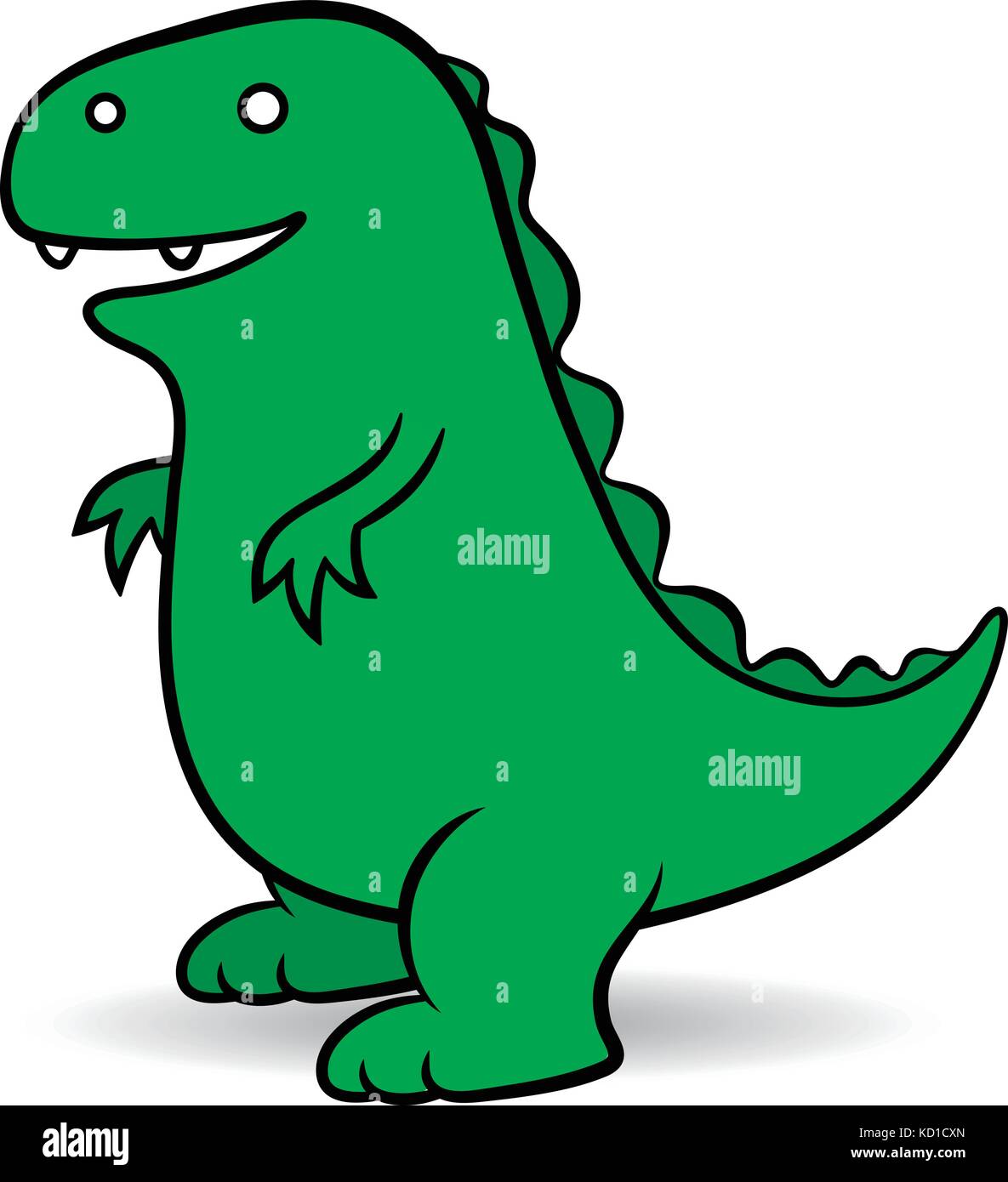Dessin animé vert un géant fictif godzilla monstre décrit comme un reptile amphibie ressemblant à un dinosaure, illustration dessinée vectorielle simple Illustration de Vecteur