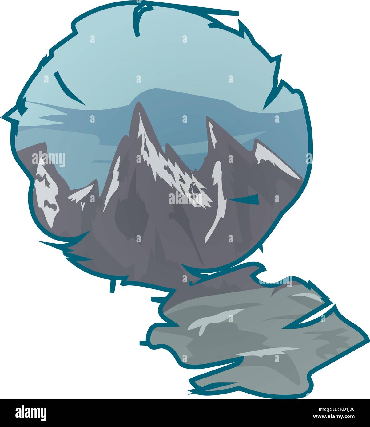 Paysage de montagne dans un cadre Illustration de Vecteur