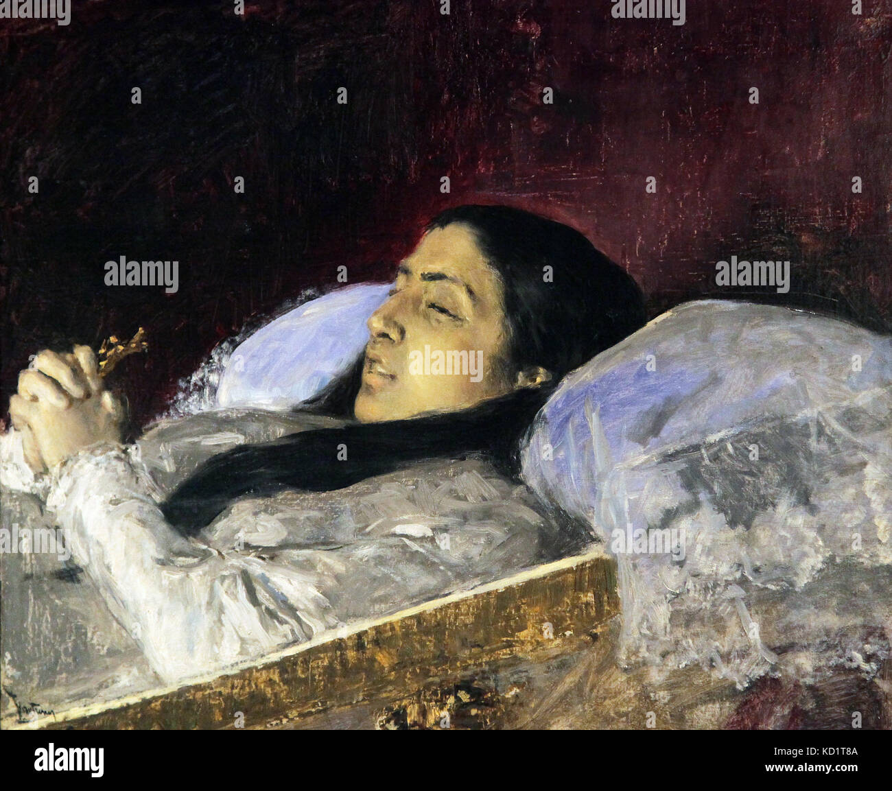 Mlle del Castillo sur son lit de mort en 1871 par Maria Fortuny 1838-1874 Banque D'Images