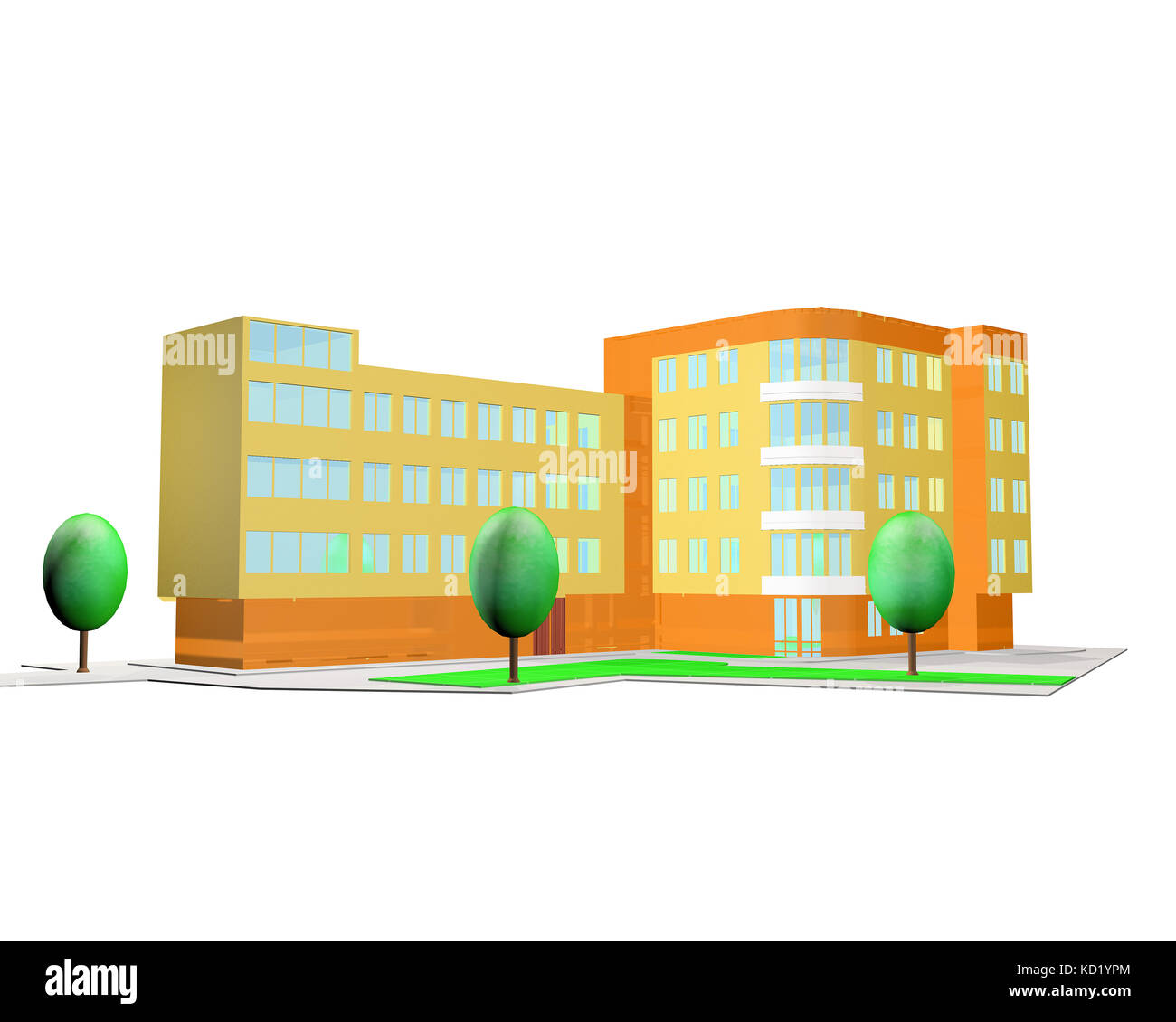 Rendu 3D d'une maison de ville Banque D'Images