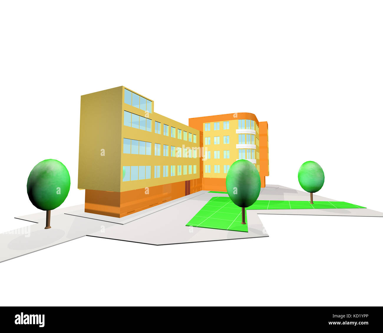 Rendu 3D d'une maison de ville Banque D'Images