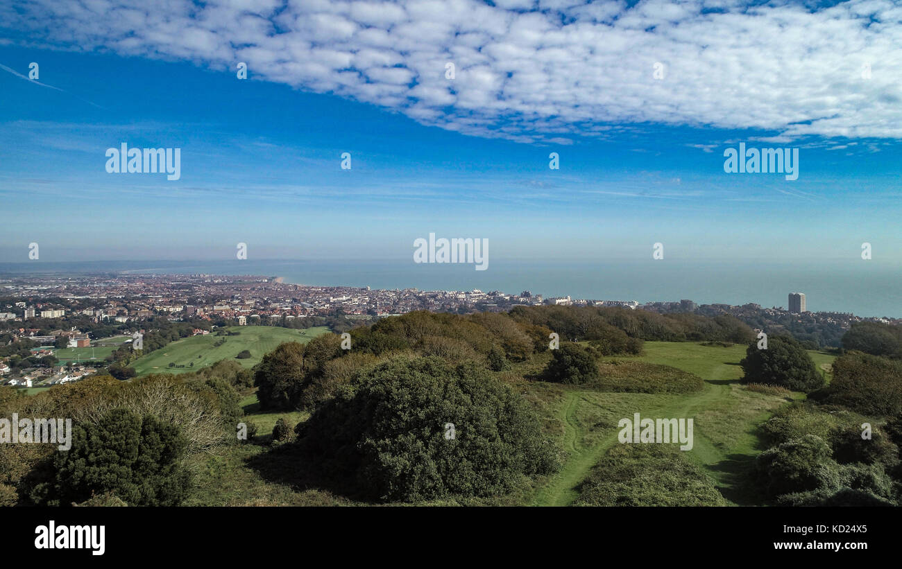 Vue aérienne de la ville d'Eastbourne, le sud de l'angleterre Banque D'Images