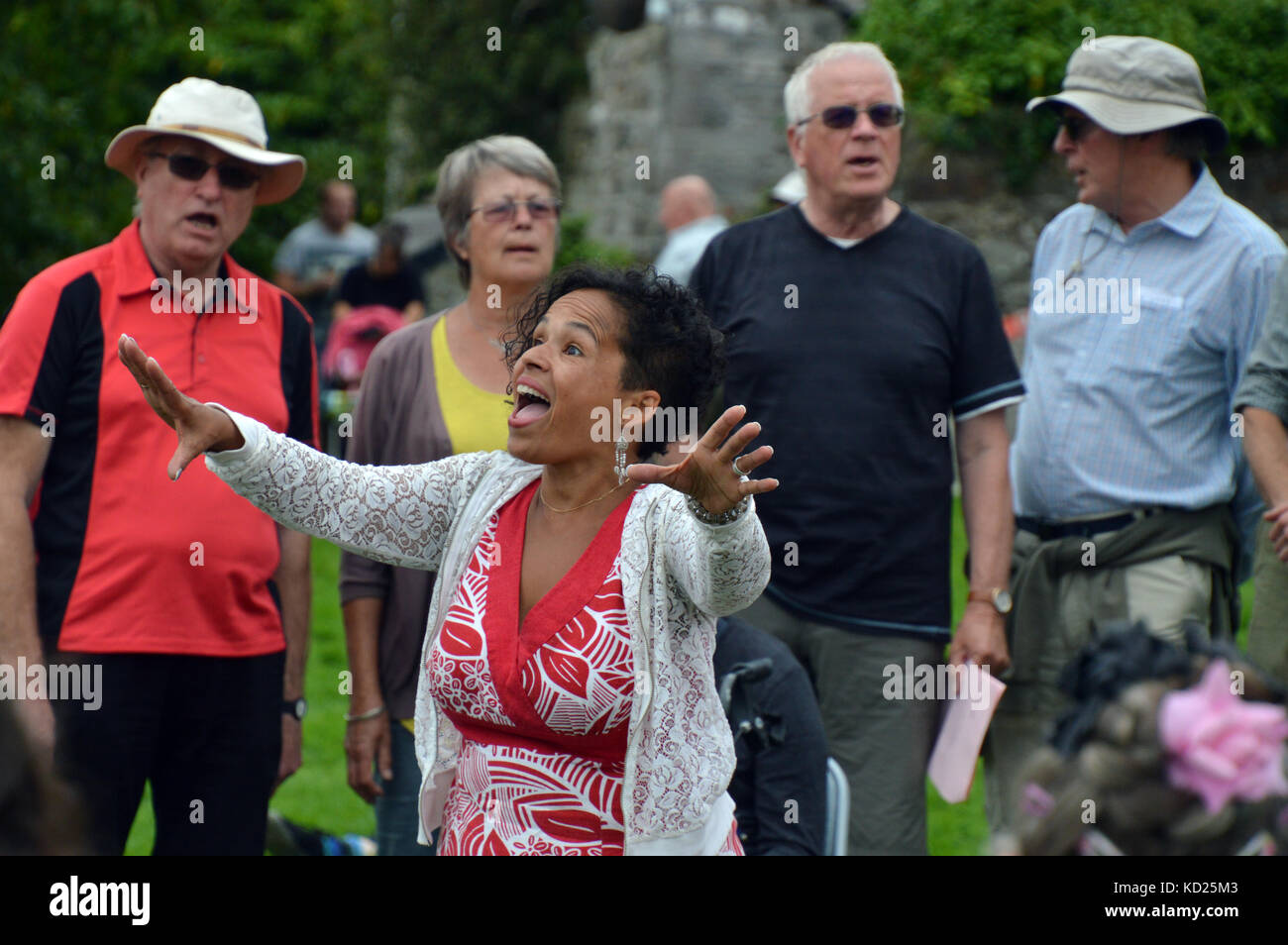 Community Choir singing 2017 Journée médiévale à l'abbaye St Dogmael, Ceredigion, pays de Galles Banque D'Images Community Choir singing 2017 Journée médiévale à l'abbaye St Dogmael, Ceredigion, pays de Galles Banque D'Images