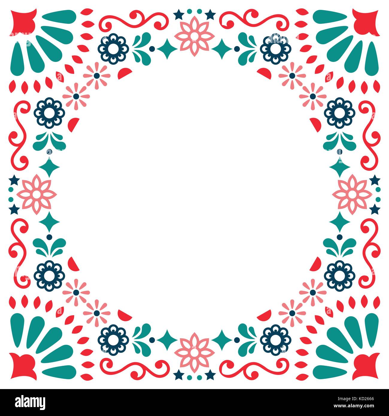 Carte de vœux vecteur populaire mexicain, un mariage ou une invitation à une fête, décoration florale et abstract border, frame Illustration de Vecteur