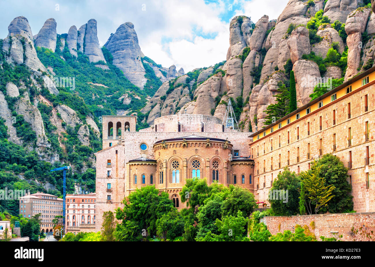 L'abbaye de Santa Maria de Montserrat, en Catalogne, Espagne Banque D'Images