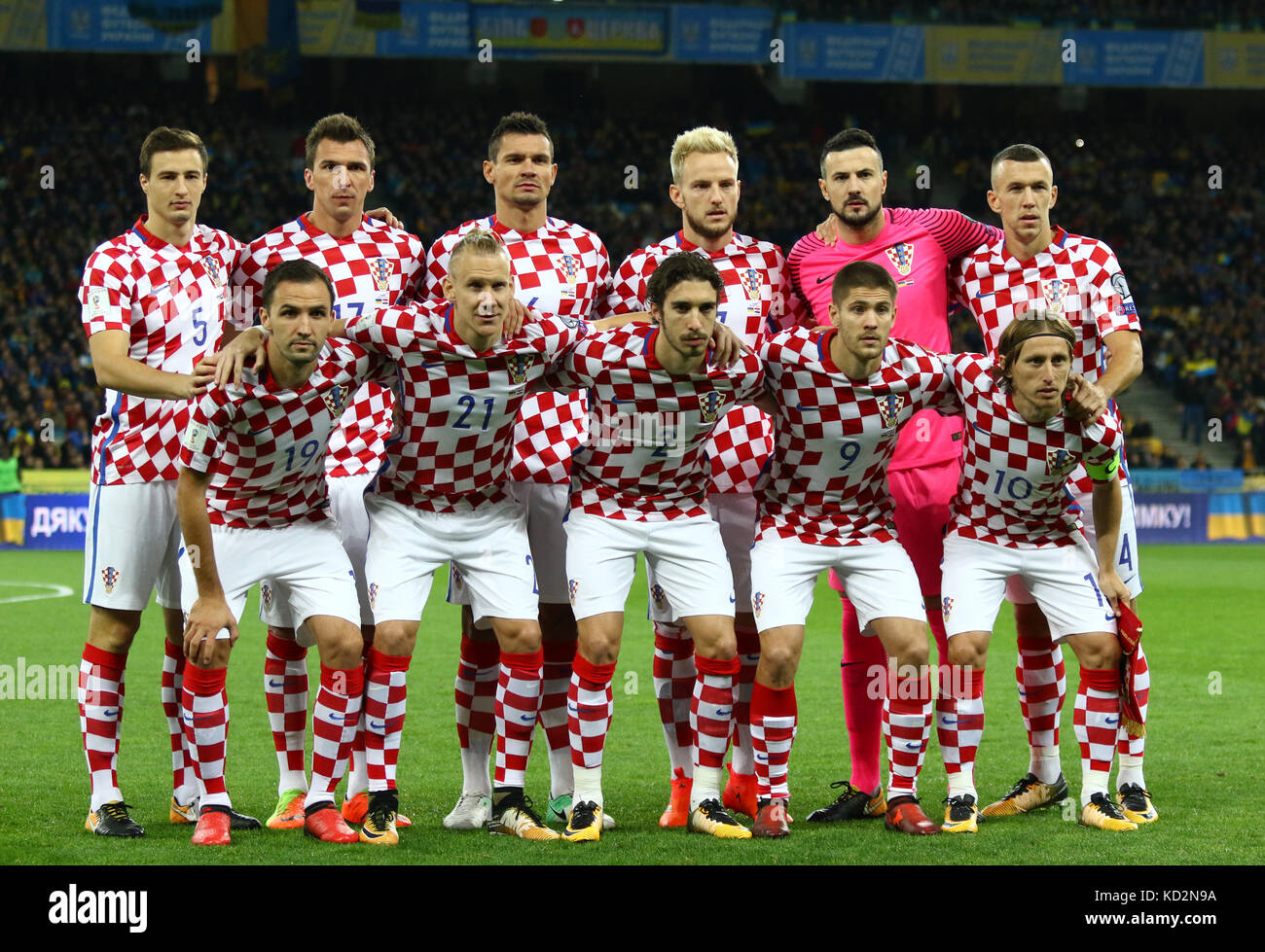 Kiev Ukraine 9 Octobre 2017 Les Joueurs De L Equipe Nationale De Football Croatie Posent Pour Une Photo De Groupe Avant La Coupe Du Monde Fifa 2018 Match De Qualification Contre L Ukraine Au