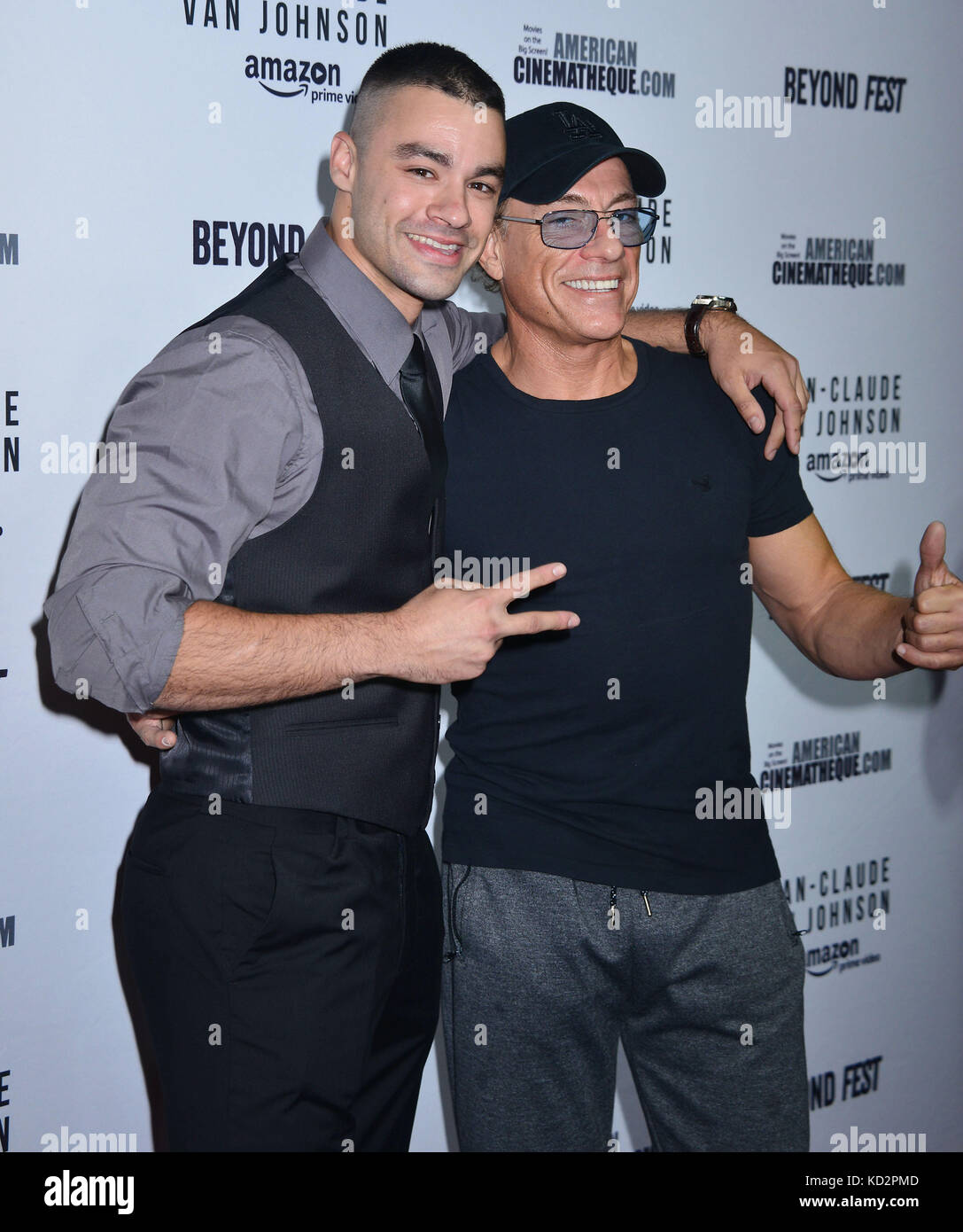 Los Angeles, USA. 09Th oct, 2017. Jean Claude Van Damme, fils chris 028 arrivant à la Jean Claude Van Johnson, une amazone film première à l'Egyptian Theatre à Los angeles. Le 9 octobre 2017. crédit : tsuni/usa/Alamy live news Banque D'Images