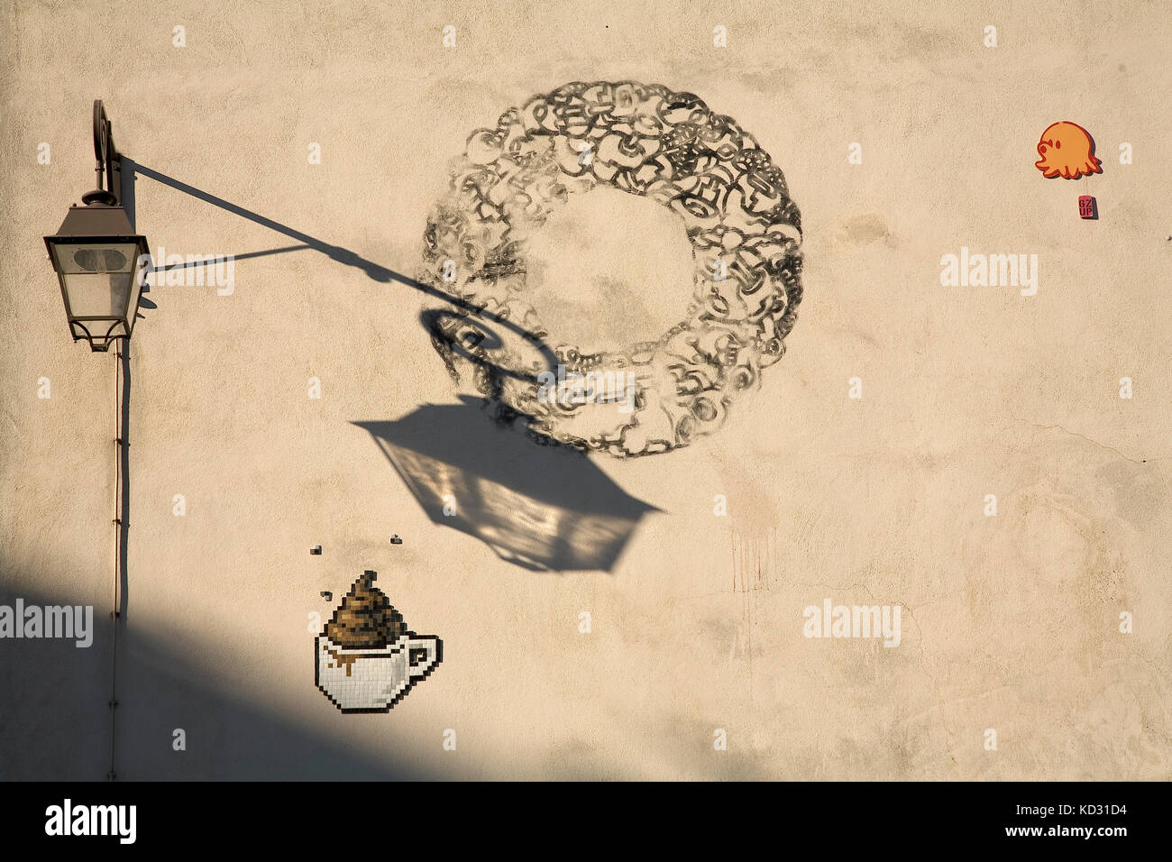L'art de rue et l'ombre près de Paris, Centre Georges Pompidou Banque D'Images