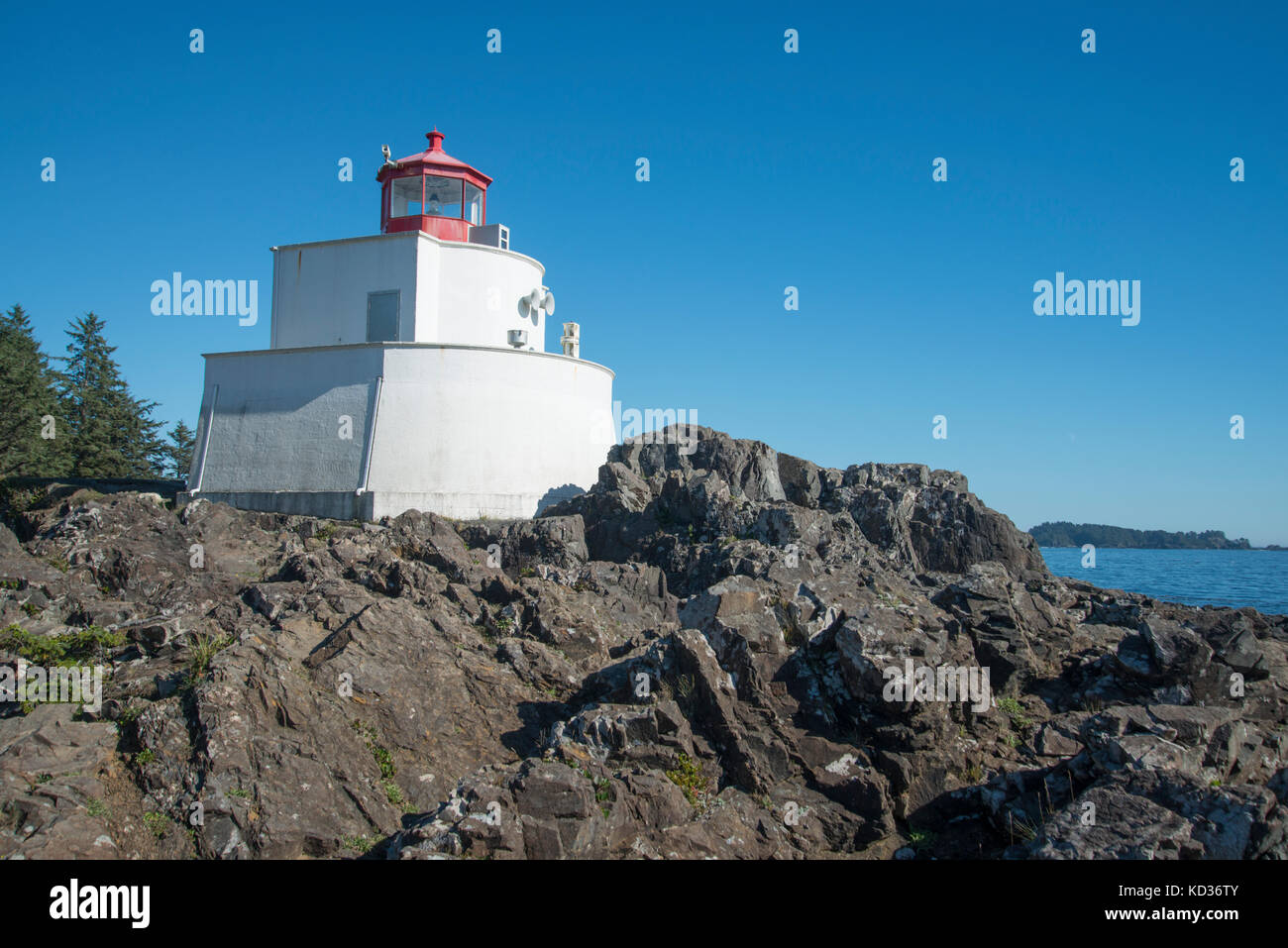 Phare de Amphitrite, Ucluelet, île de Vancouver, Canada. Banque D'Images