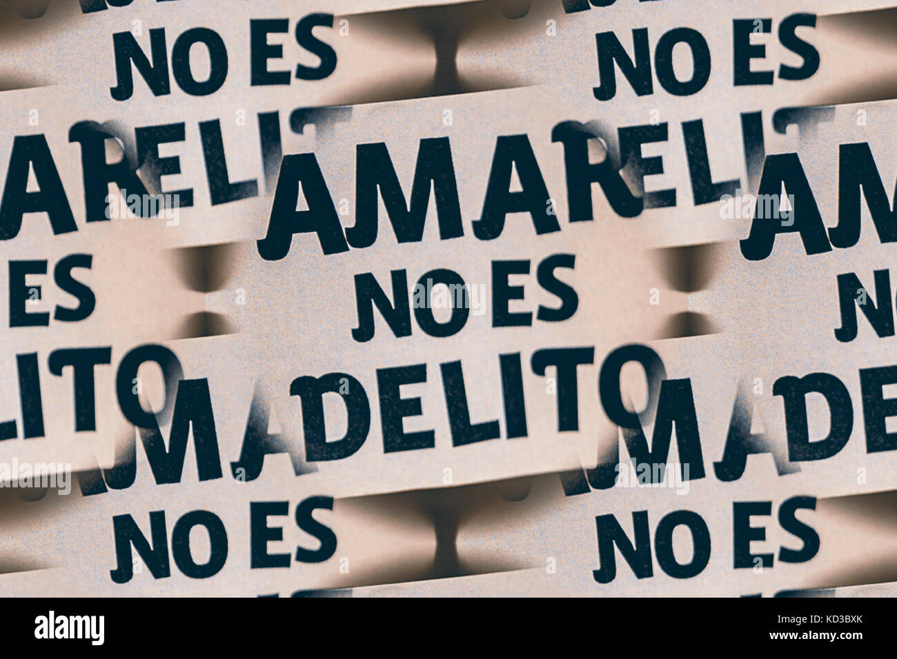 Affiche publicitaire abstrait avec un texte qui n'est pas un crime d'amour, Banque D'Images