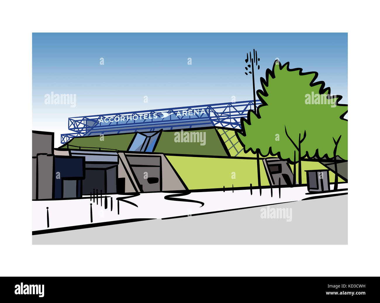 Illustration de l'AccorHotels Arena (anciennement Palais Omnisports de Paris Bercy) à Paris, France Banque D'Images