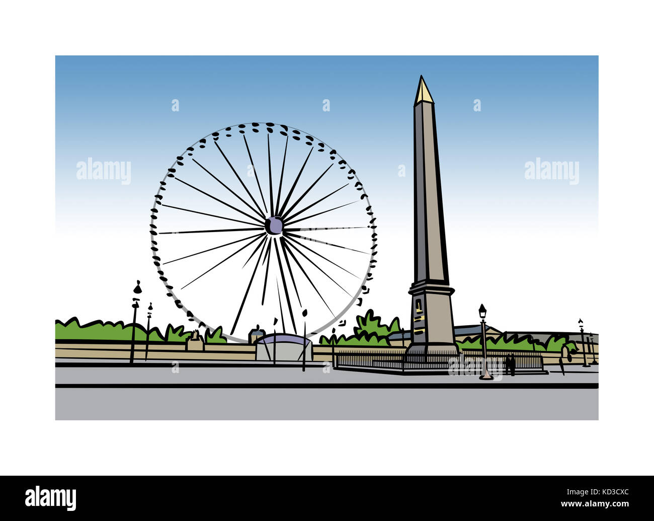 Illustration de la place de la Concorde à Paris, France Banque D'Images