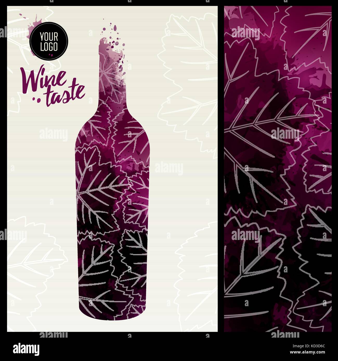 Modèle d'invitation pour l'événement ou d'une partie. Convient pour des événements de dégustation de vin ou présentation. Illustration de bouteille avec les taches de vin. Vector Illustration de Vecteur