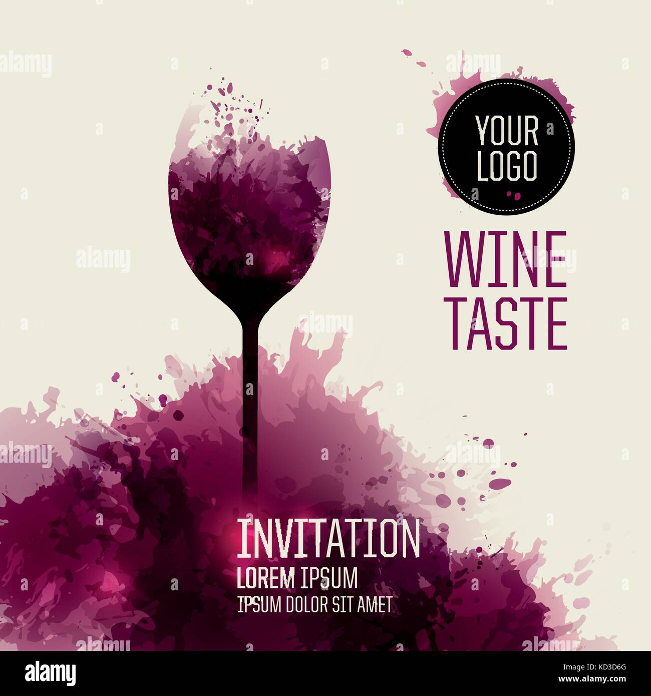 Modèle d'Invitation pour le vin ou d'un parti de l'événement Illustration de Vecteur