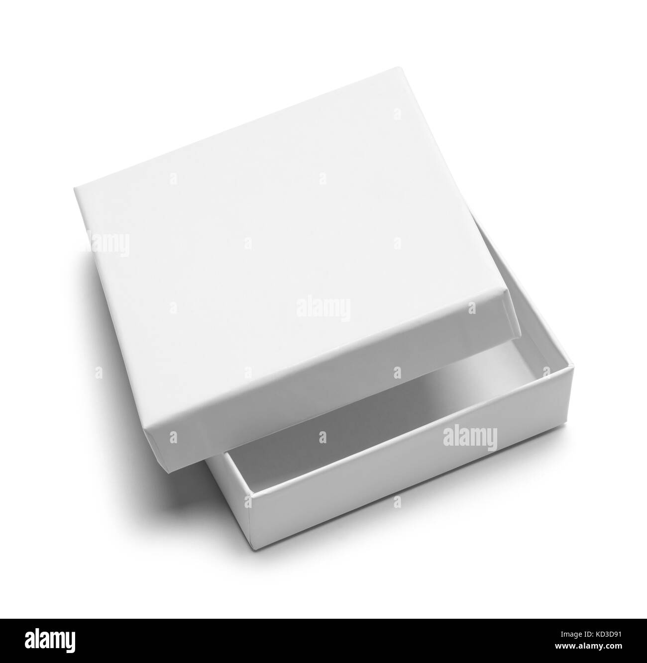 Boîte cadeau ouvert blanc isolé sur fond blanc. Banque D'Images