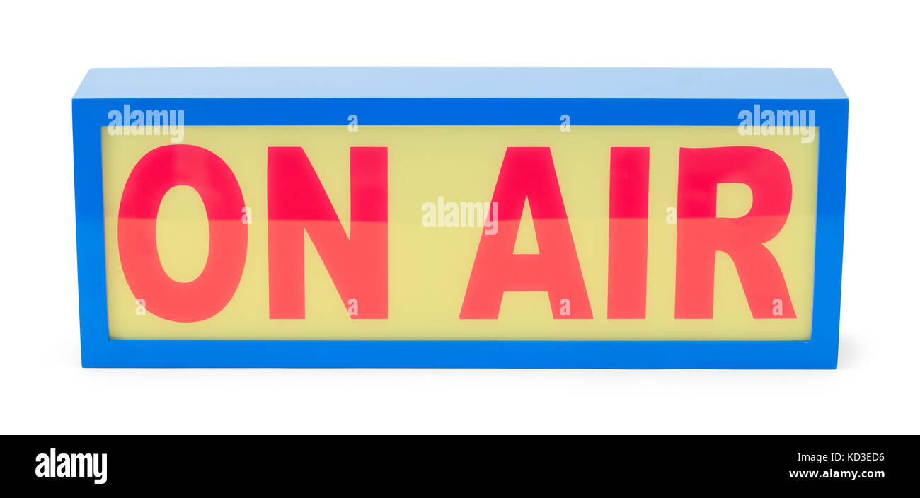 En signe d'air illuminé isolé sur un fond blanc. Banque D'Images