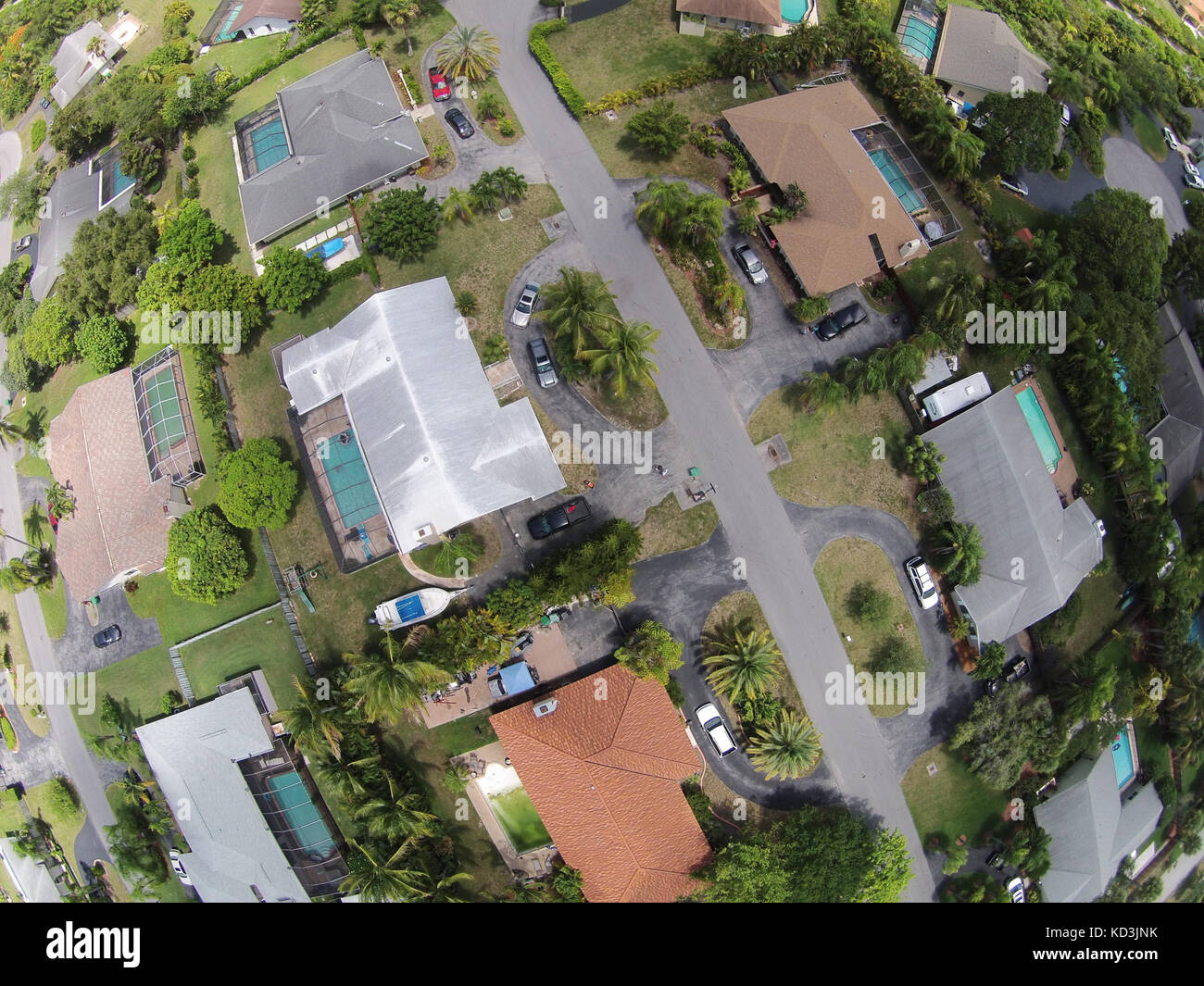 Les rues du quartier résidentiel en Floride vu de dessus Banque D'Images