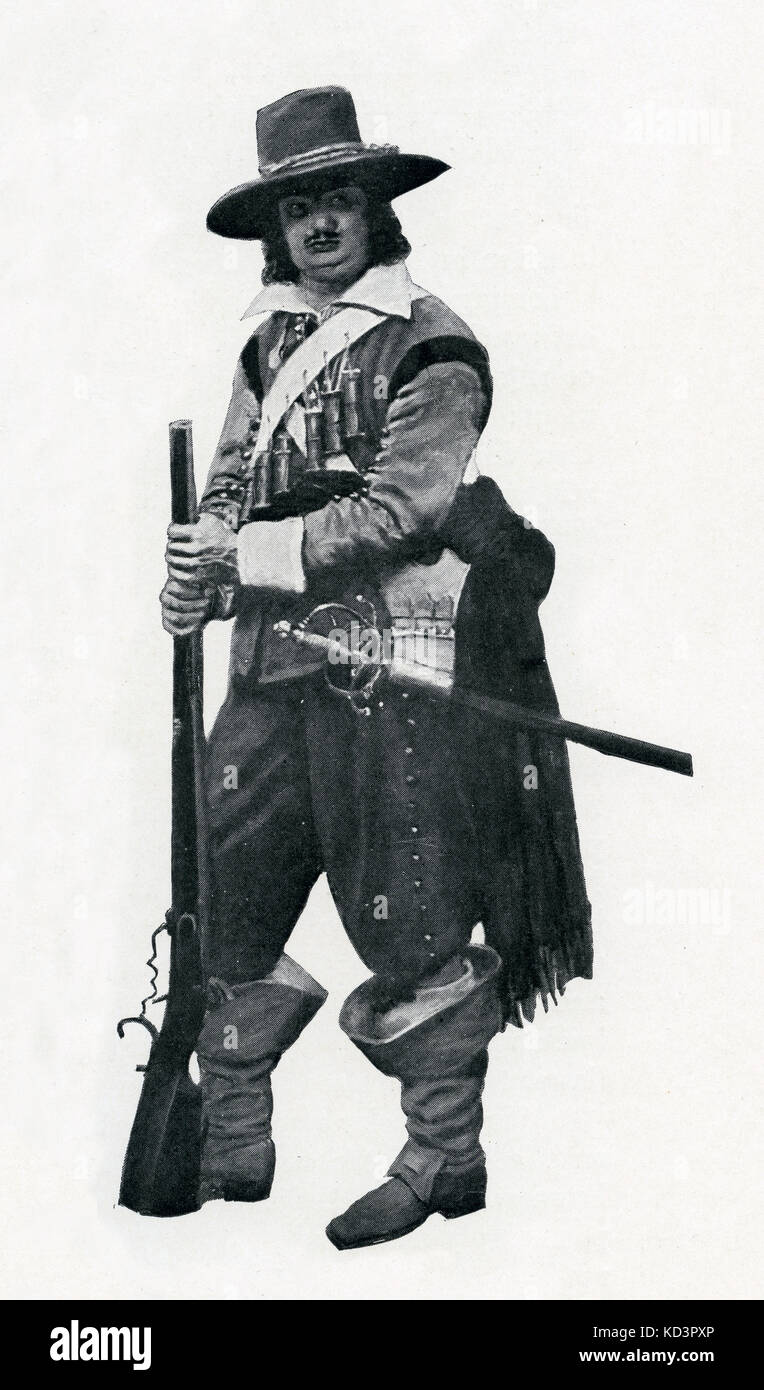 Soldat néerlandais, illustration après décoration murale à Hudson County Court House, Jersey City, New Jersey, les colons hollandais c. Années 1640. Illustration de Howard Pyle, 1883 Banque D'Images