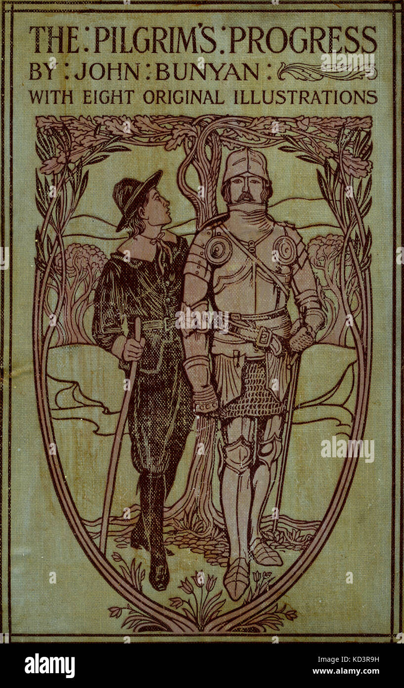 Couvrir pour" le progrès du Pilgrim de ce monde à celui qui doit être livré sous la même similitude d'un rêve " de John Bunyan. Illustration de Harold Copping. Banque D'Images